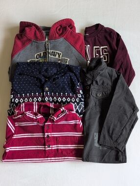Lot of 5 Boys 3T Long Sleeve Shirts Hoodies Calvin Klein Old Navy Carter's TCP